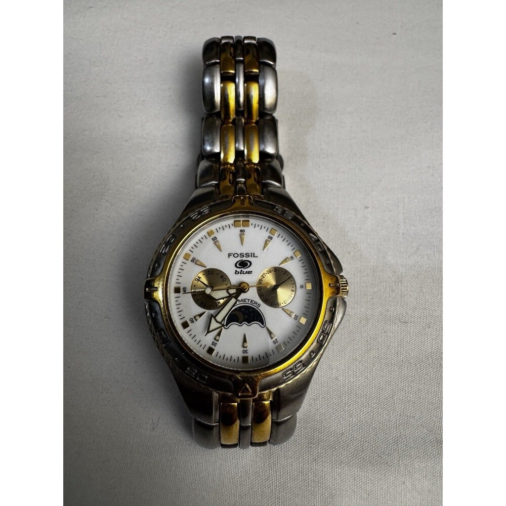 Fossil Blue Men’s Moon Phase Watch Two-Tone Stainless Steel 100M Multifunction